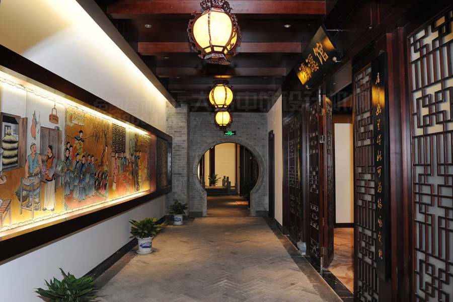 中式餐廳效果圖,中式餐飲裝修效果圖