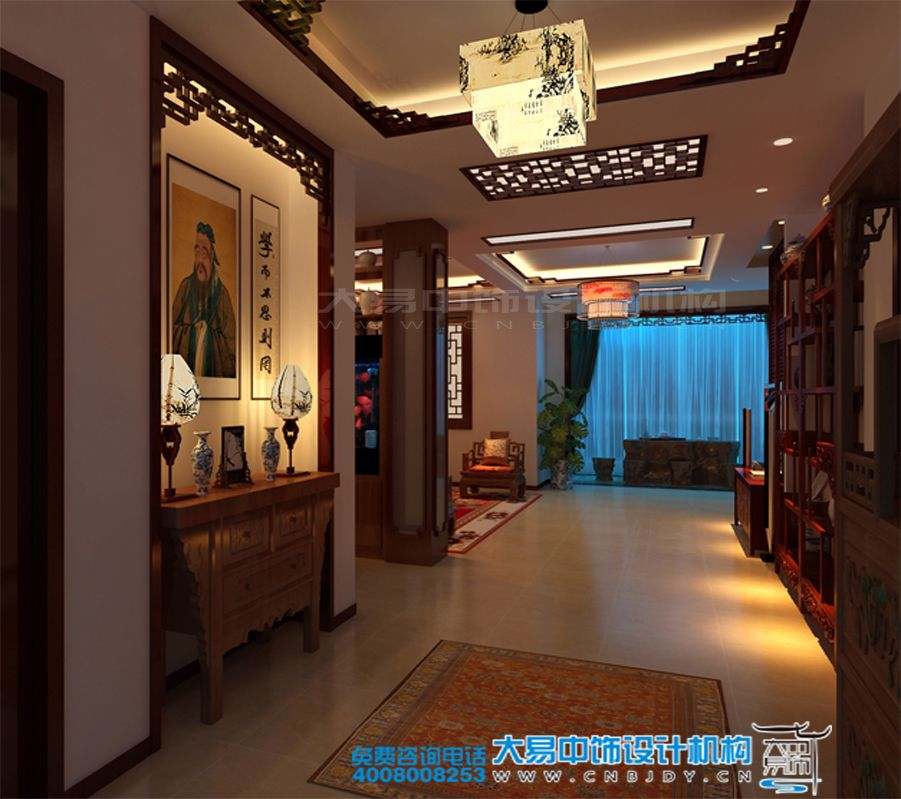 駐馬店新中式風(fēng)格家裝效果圖紅色典雅設(shè)計