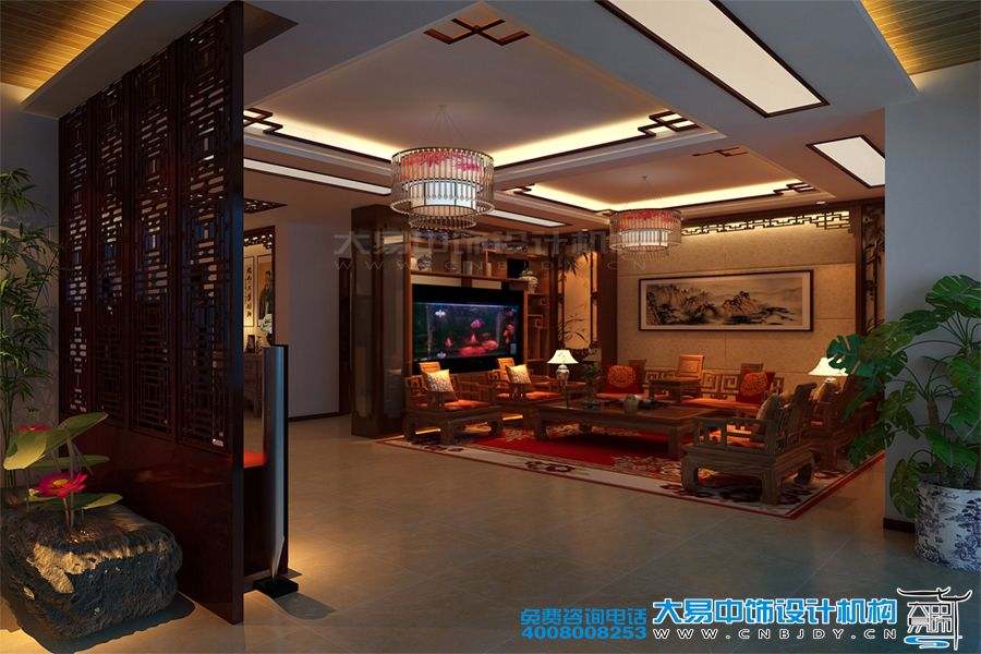 駐馬店新中式風(fēng)格家裝效果圖紅色典雅設(shè)計